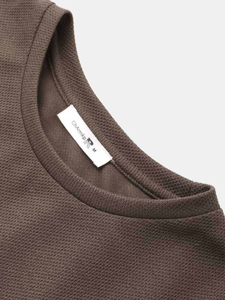 
	Mens Embroidery Tricolor Knitted Texture Short Sleeve T-Shirt