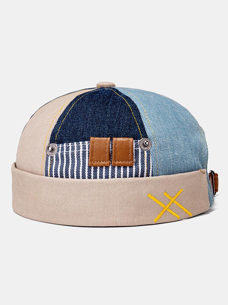 
	COLLROWN Men & Women Patchwork Color Casual Fashion Brimless Beanie Landlord Cap Skull Cap