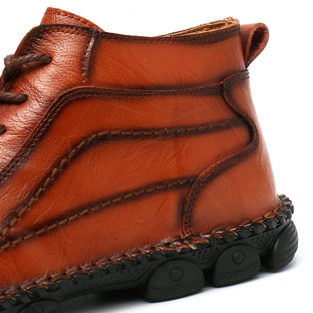 
	Men Cow Leather Non Slip Hand Stitching Casual Outdoor Boots