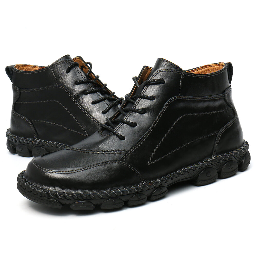 
	Men Cow Leather Non Slip Hand Stitching Casual Outdoor Boots