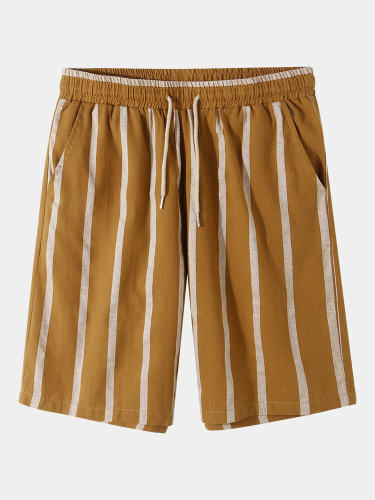 
	Mens 100% Cotton Striped Stand Collar Casual Striped Shrits&Bottoms Two Pieces Outfits