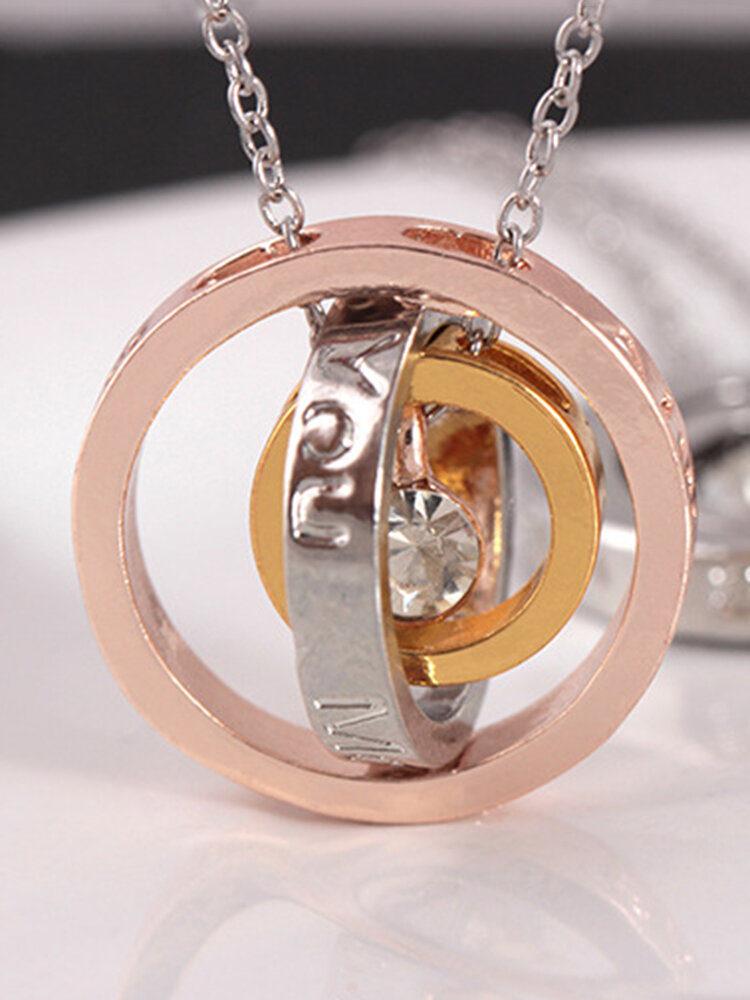 
	Vintage Alloy Letter Circle Necklace Rhinestone Pendant Transfer Beads Jewelry