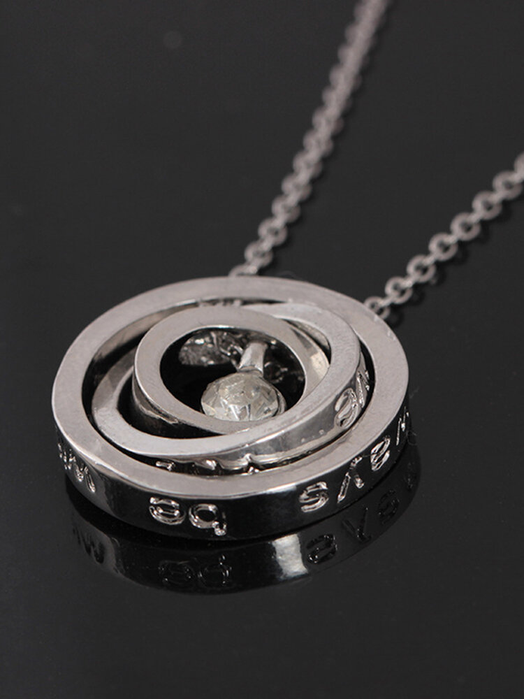 
	Vintage Alloy Letter Circle Necklace Rhinestone Pendant Transfer Beads Jewelry