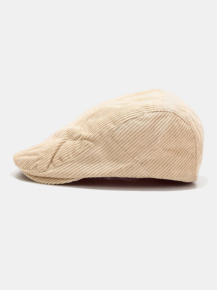 
	Men & Women Corduroy Casual All-match Solid Color Forward Hat Beret Hat