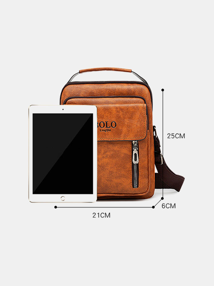 
	Men PU Leather Retro Multi-Layers Crossbody Bag Sling Bag