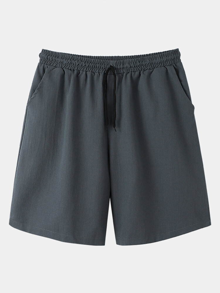 
	Mens Solid Color Revere Collar Button Up Loose Two Pieces Outfits