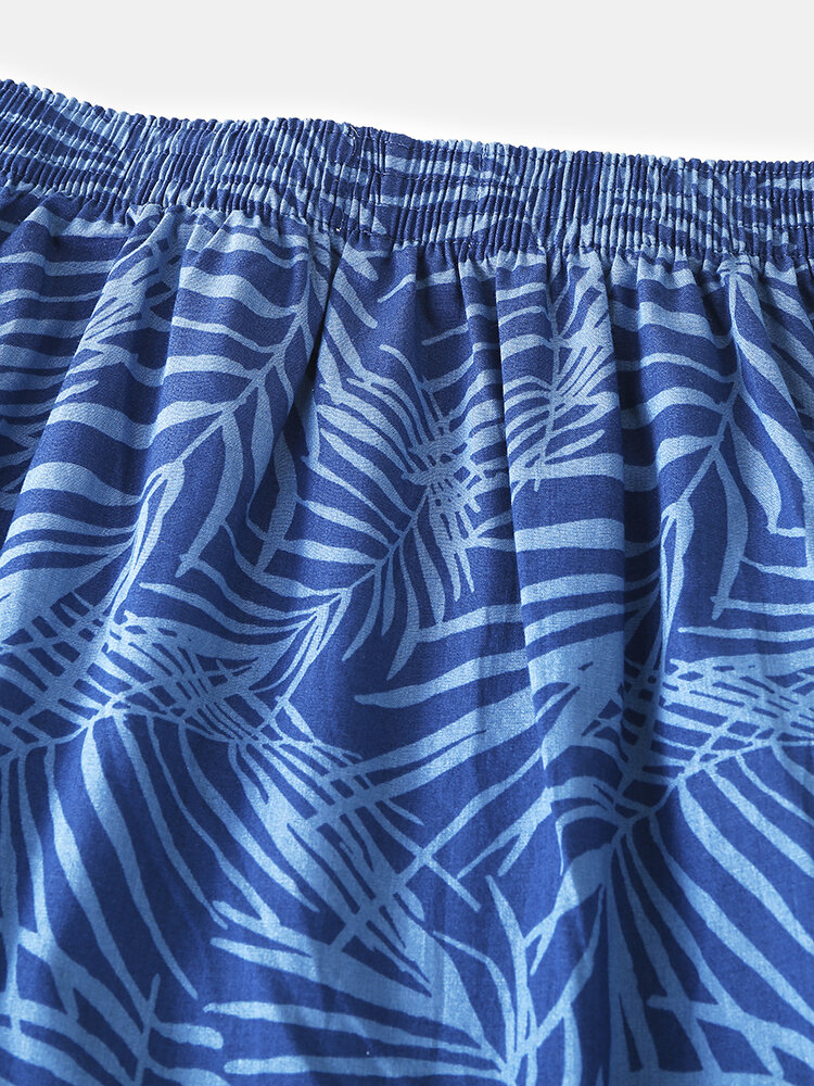 
	Mens 100% Cotton Cartoon Fruit Print Comfy Elastic Waist Home Shorts