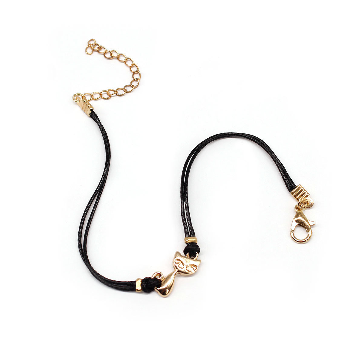 
	Trendy Geometric Animal Pendant Bracelet Alloy Cat Leather Bracelet Chic Jewelry