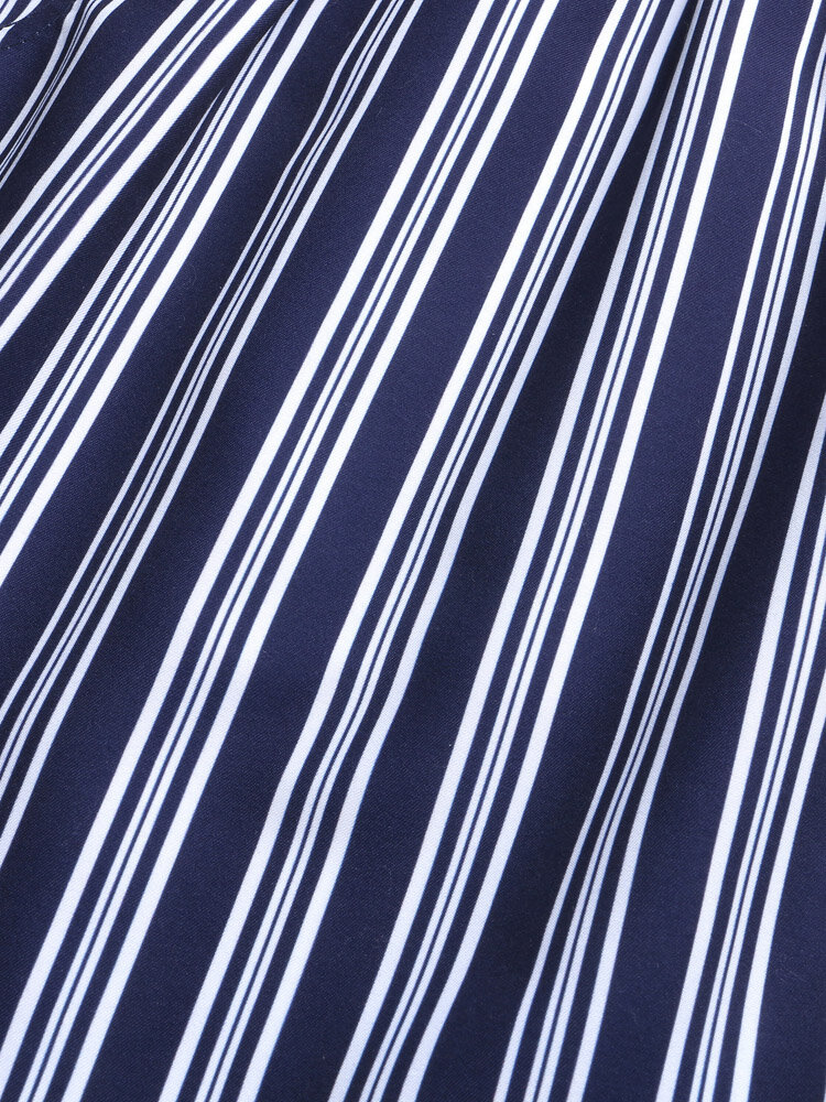 
	Mens Vertical Stripe Breathable Vintage Drawstring Swim Trunks With Mesh Lined