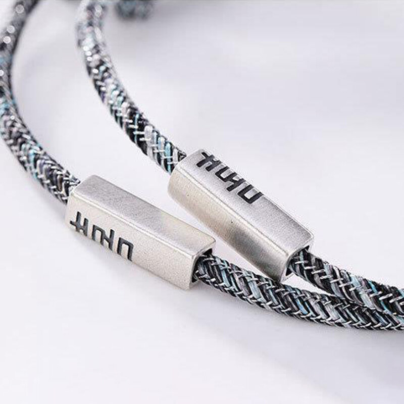
	2Pcs Paired Magnetic Couple Bracelets 925 Silver Magnet Adjustable Woven Bracelets Valentines Gift Jewelry