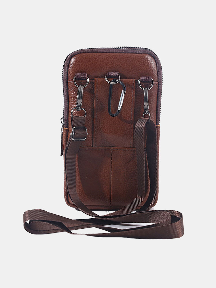 
	Men&rsquo;s Leather Casual Mini Waist Bag Portable Outdoor Sports Waist Bag