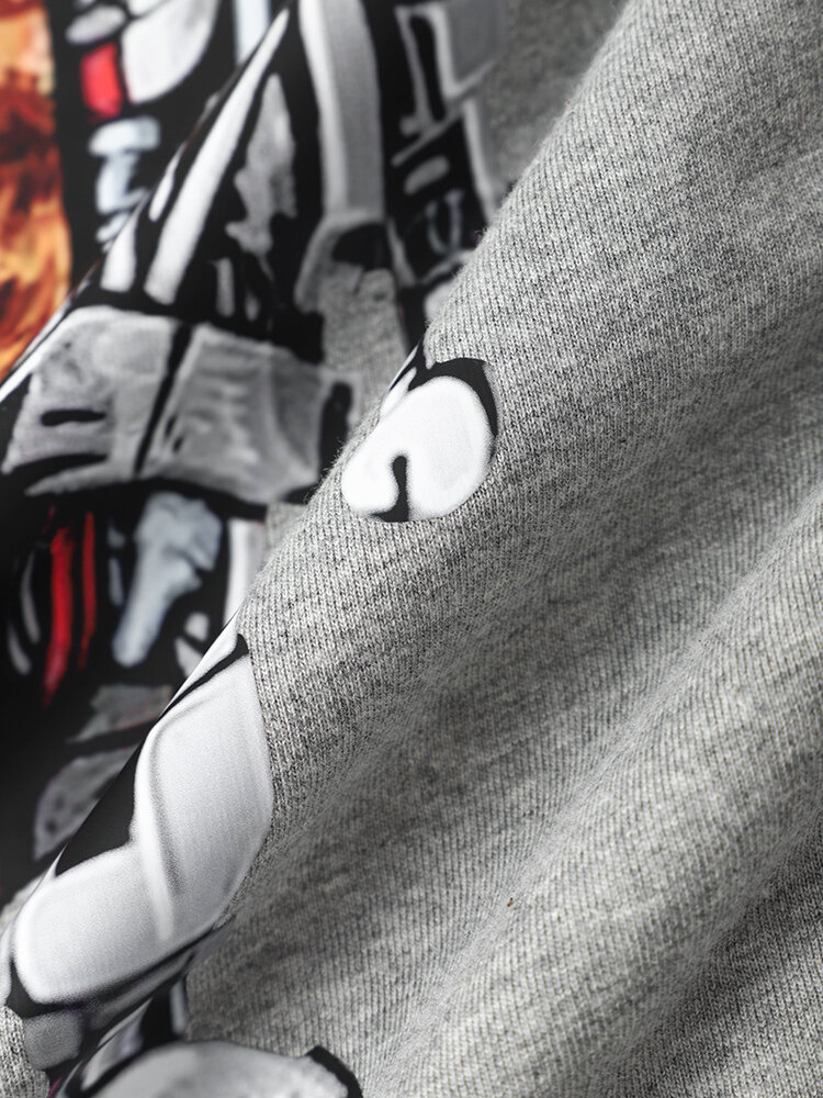 
	Mens Mechanical Bear Print Short Sleeve Drawstring Pocket Two Piece Outfits