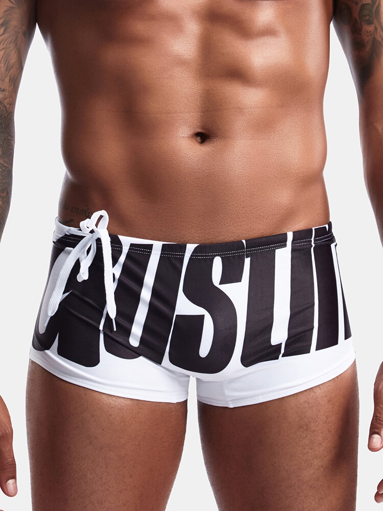 
	Men Character Print Swim Trunks Sport Hot Spring Breathable Stretch Swimwear