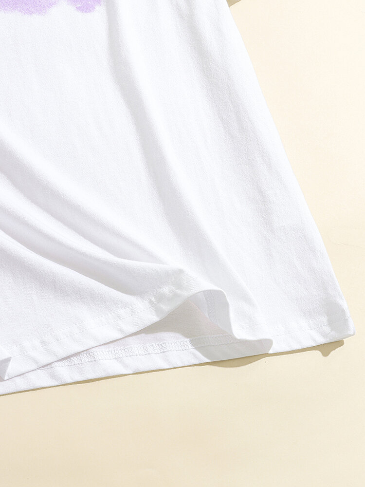 
	Cartoon Letters Graphic Loose Casual Short Sleeve T-shirt