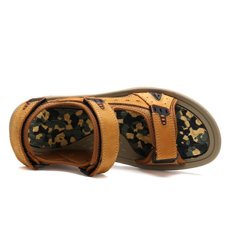 
	Men Cow Leather Non Slip Hook Loop Outdoor Casual Sandals