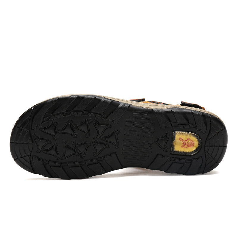 
	Men Cow Leather Non Slip Hook Loop Outdoor Casual Sandals