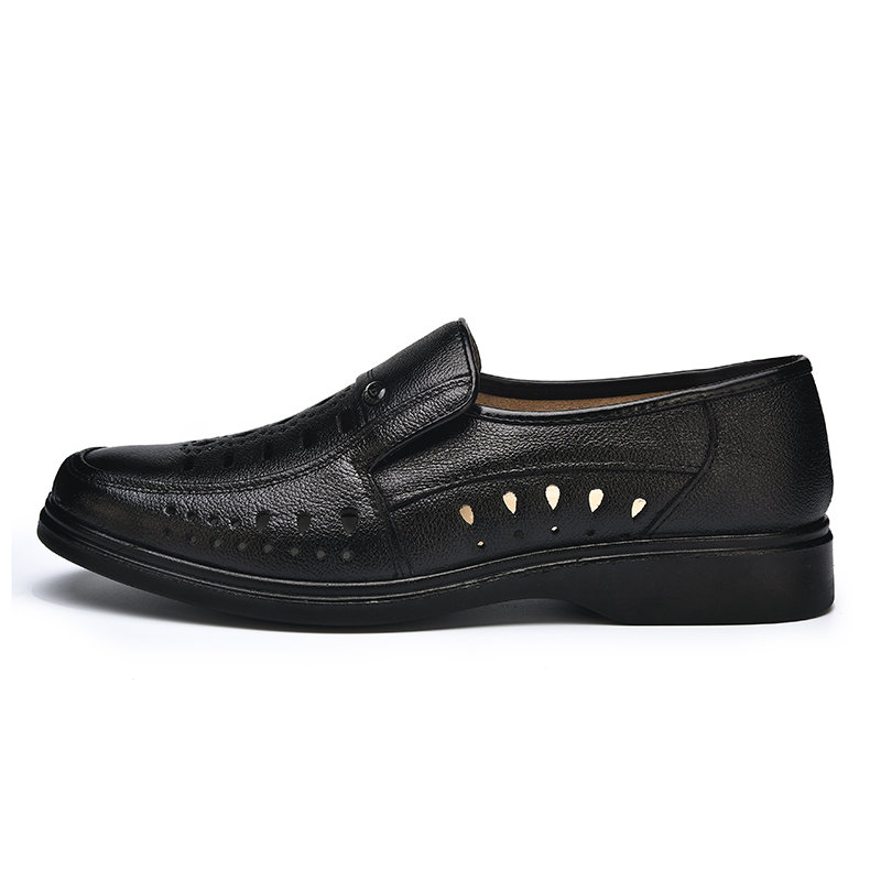 
	Men Hollow Out Breathable Soft Slip On Leaher Sandasl