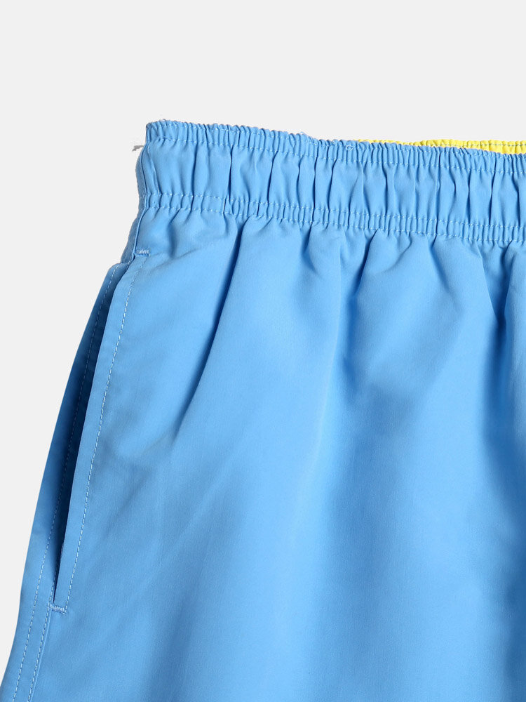 
	Men Solid Mesh Lined Drawstring Elastic Waist Cosy Board Shorts