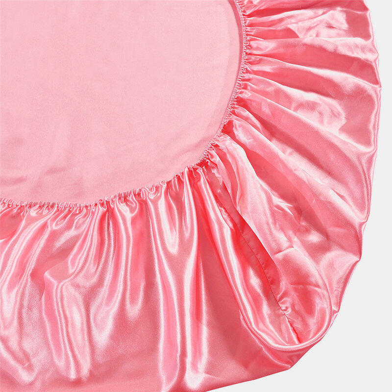 
	Solid Color Silk Like Super Soft Satin Bed Sheet Pillowcase Mattress Cover Bed Sheet Set Deep Pocket Fully Elastic Band Twin Full Queen King