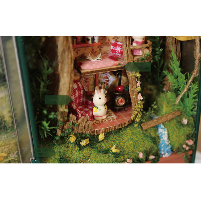 
	DIY Christmas Dollhouse Wooden Miniature Kit With Voice Control Light Christmas Gift