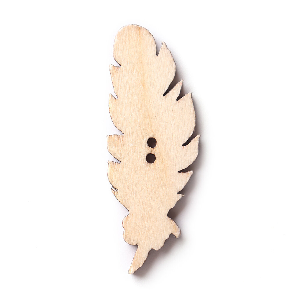 
	50 Pcs Feather Shape Natural Wood Sewing Buttons Fastness DIY Wooden Buttons Handcraft Material