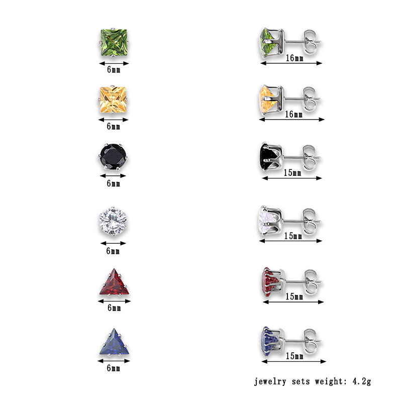 
	12Pcs Shinning Zircon Multiple Shape Geometric Stud Earrings Daily Accessories