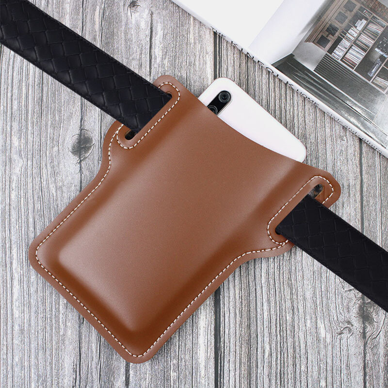 
	Men EDC 6.3 Inch Leather Phone Holder Waist Belt Bag