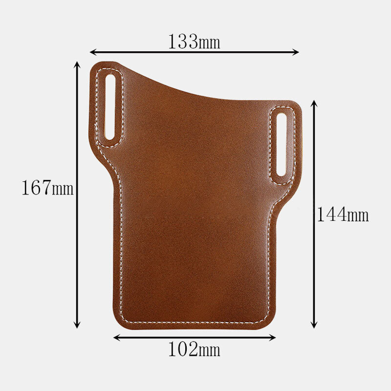 
	Men EDC 6.3 Inch Leather Phone Holder Waist Belt Bag