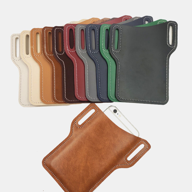 
	Men EDC 6.3 Inch Leather Phone Holder Waist Belt Bag