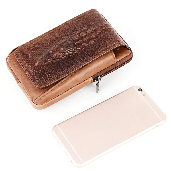 
	Vintage Genuine Leather 6 Inches Outdoor Phone Bag Waist Bag For Men