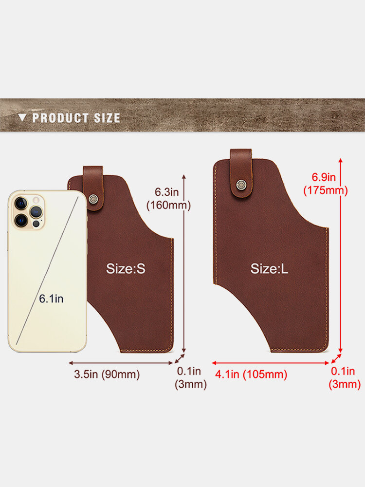 
	Men EDC Vintage Genuine Leather Crazy Horse Leather Cow Leather 6.5 Inch Phone Bag Wasit Bag Belt Sheath