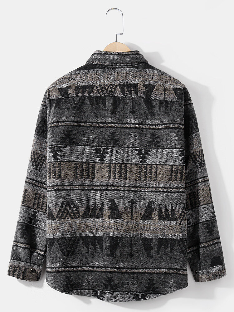 
	Mens Cotton Vintage Ethnic Print Lapel Casual Relaxed Fit Button Shirts