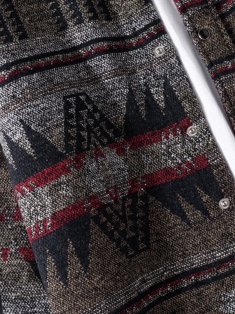 
	Mens Cotton Vintage Ethnic Print Lapel Casual Relaxed Fit Button Shirts