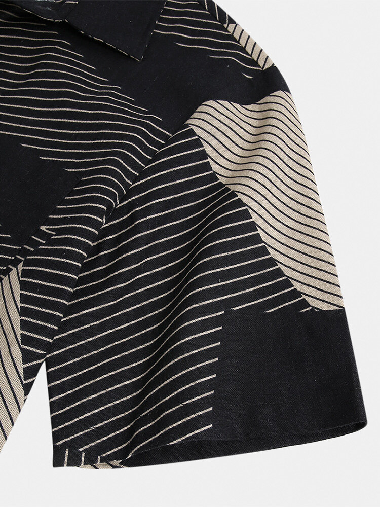 
	Mens Casual Breathable Striped Color Block Short Sleeve Shirts