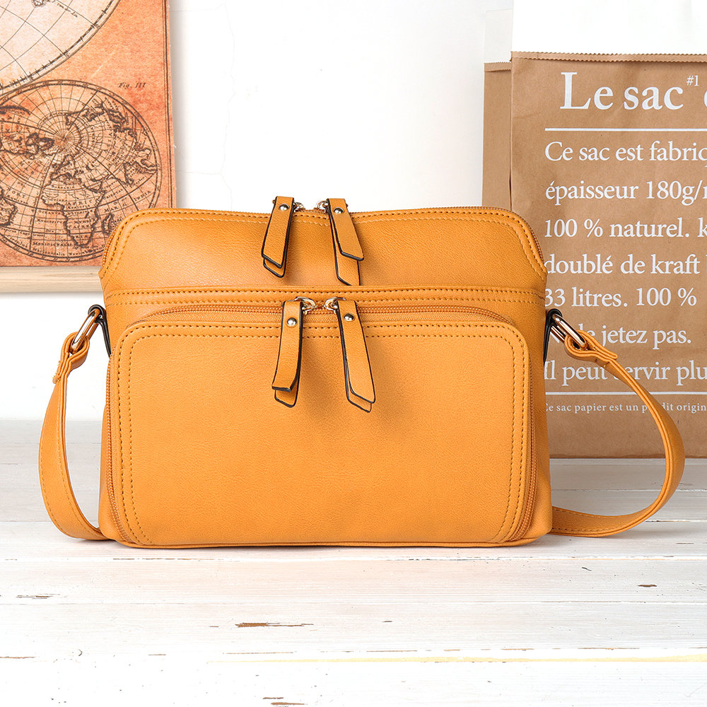 
	MANDY Women Solid Multi-pockets Casual PU Leather Crossbody Bag