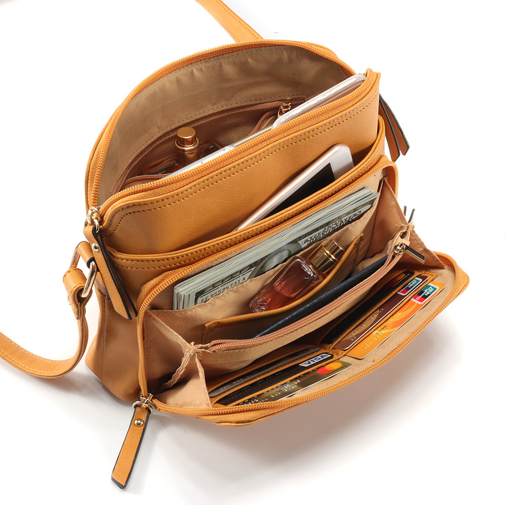 
	MANDY Women Solid Multi-pockets Casual PU Leather Crossbody Bag