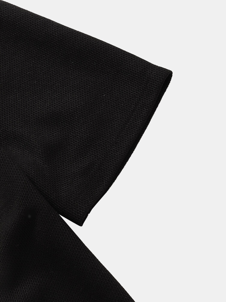 
	Mens Block Stripe Stitching Knitted Preppy Short Sleeve T-Shirts