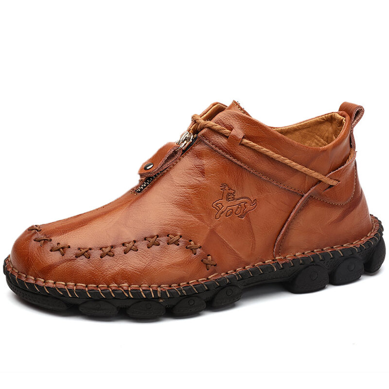 
	Menico Men Hand Stitching Cow Leather Non Slip Soft Sole Casual Boots