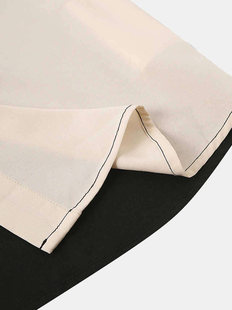 
	Men Asymmetric Color Matching Casual Short Sleeve Shirt