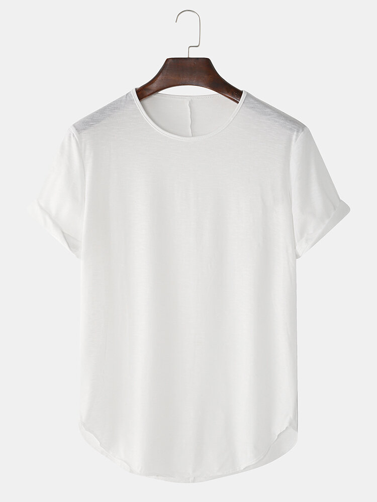 
	Mens Solid Color Breathable & Thin Loose Casual O-Neck T-Shirts
