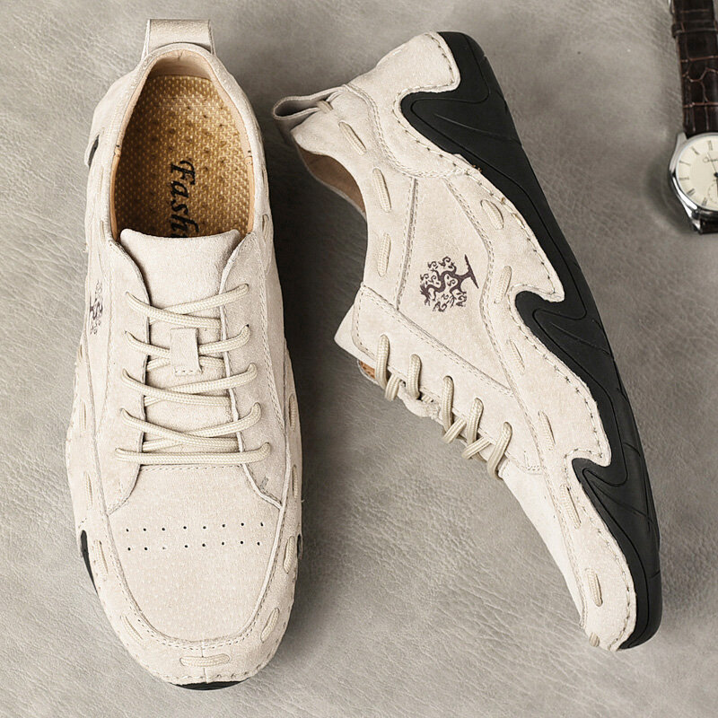 
	Men Leather Breathable Non Slip Soft Sole Casual Driving Shoes