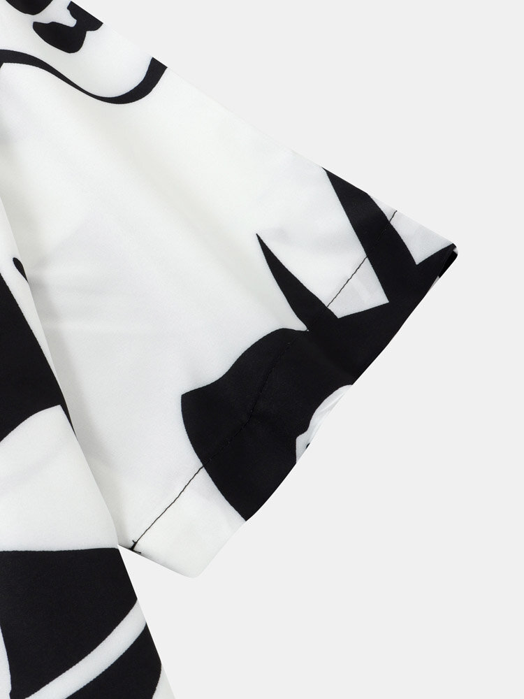 
	Mens Abstract Face All Over Print Street Short Sleeve Shirts