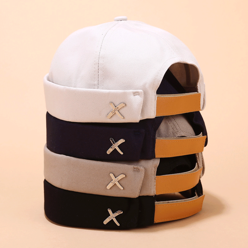 
	Men & Women Sailor Cap Rolled Cuff Retro Brimless Hats Beanie Hats Skull Caps