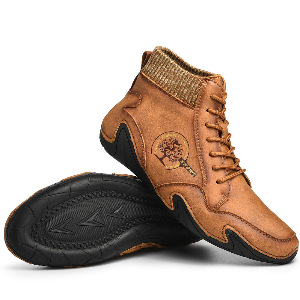 
	Menico Men Soft Slip Resistant Lace Up Microfiber Leather Ankle Boots