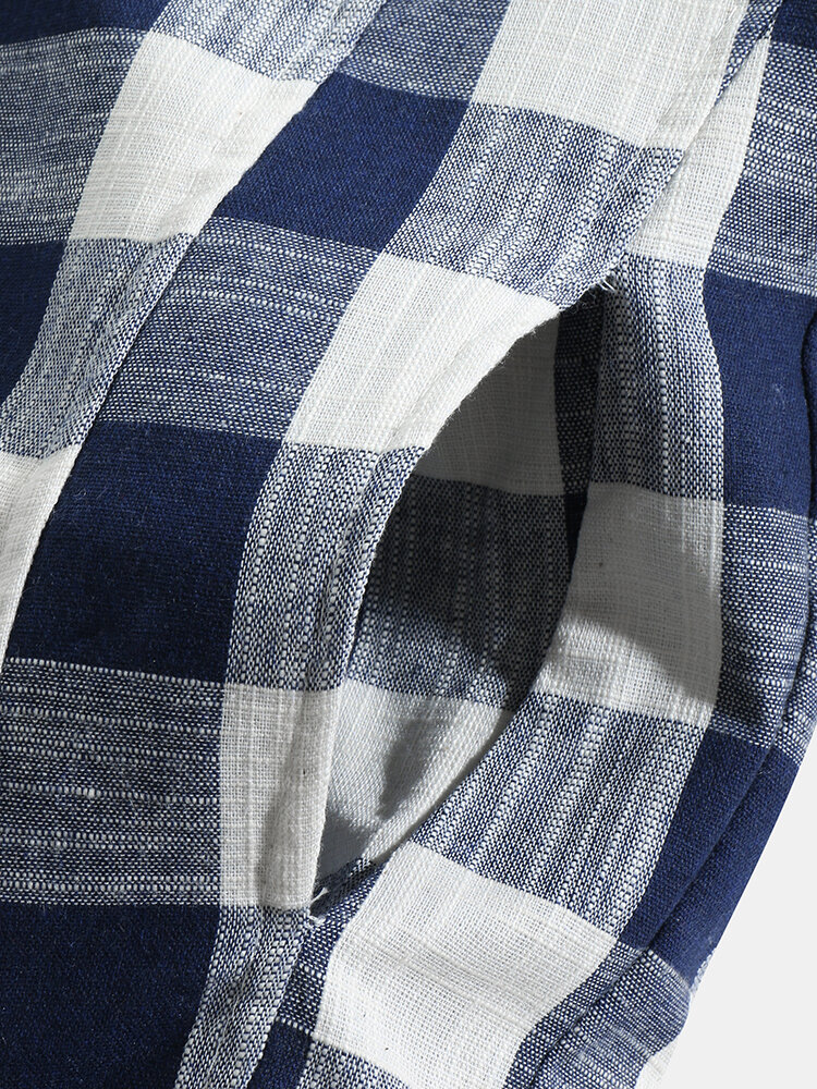 
	Mens Plaid Sherpa Lined Thick Zip Front Lapel Casual Jackets